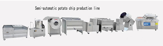 Semi Automatic 100kg/H Potato Chips Processing Line 55kw