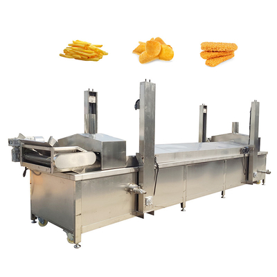 SUS304 Continuous Frying Machine Coal Heating Snacks Fryer Machine